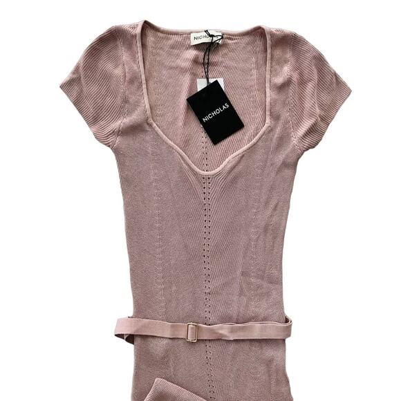 NICHOLAS Estelle Short Sleeve Knit Midi Dress Size Small NEW Party Wedding - Picture 4 of 7